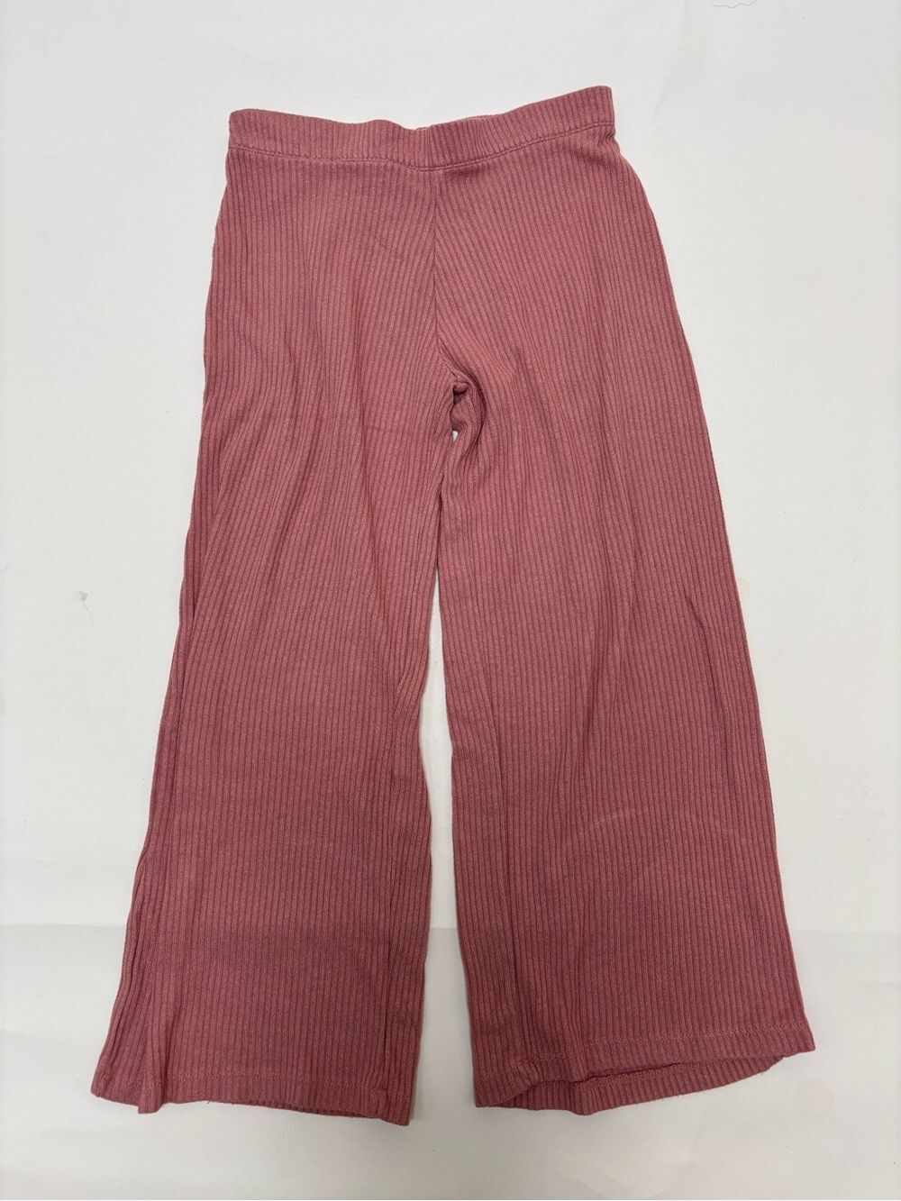 Ribbed Wide-Leg Knit Pants - Dusty Rose, Girls Sz 8